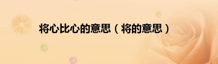 将心比心的意思(将的意思)