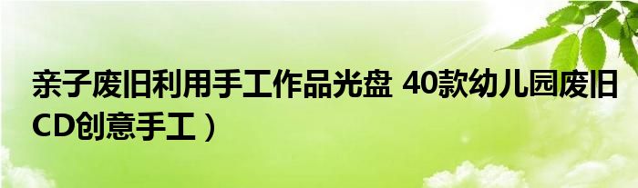 亲子废旧利用手工作品光盘 40款幼儿园废旧CD创意手工)