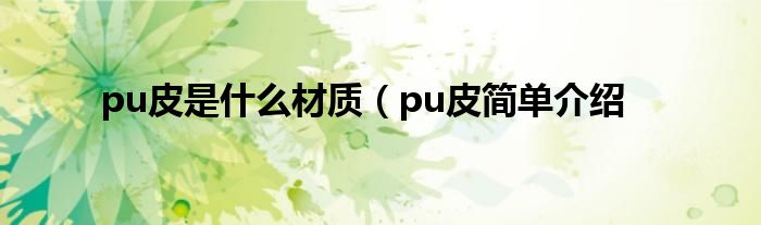 pu皮是什么材质（pu皮简单介绍