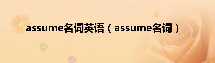 assume名词英语（assume名词）