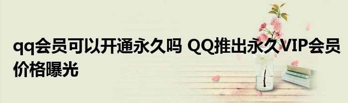 qq会员可以开通永久吗 QQ推出永久VIP会员价格曝光