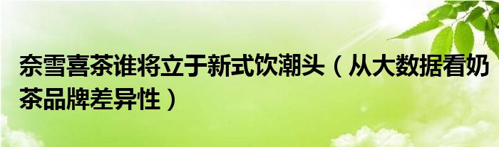 奈雪喜茶谁将立于新式饮潮头(从大数据看奶茶品牌差异性)