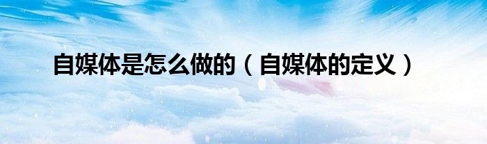 自媒体是怎么做的(自媒体的定义)