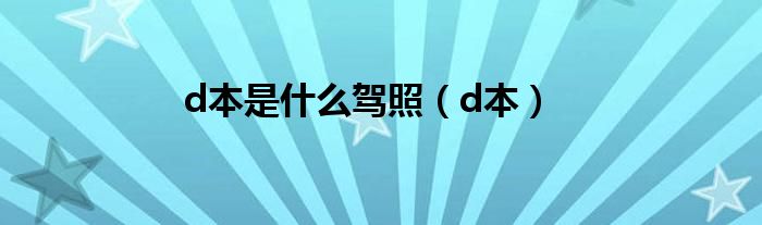 d本是什么驾照（d本）