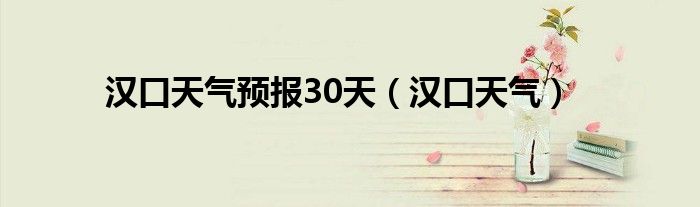 汉口天气预报30天（汉口天气）