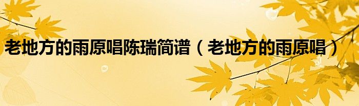 老地方的雨原唱陈瑞简谱(老地方的雨原唱)