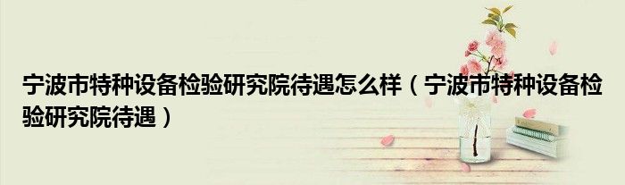 宁波市特种设备检验研究院待遇怎么样(宁波市特种设备检验研究院待遇)