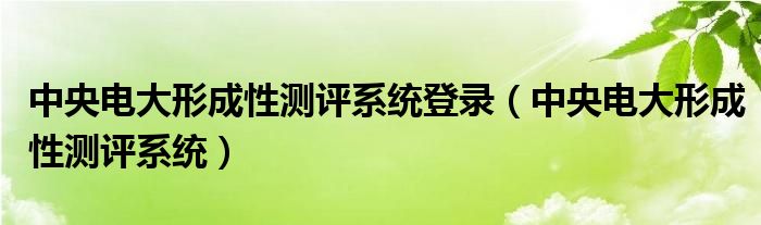 中央电大形成性测评系统登录（中央电大形成性测评系统）