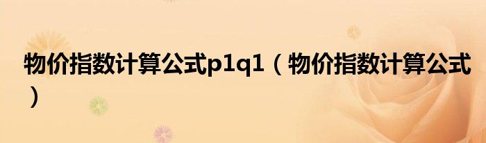 物价指数计算公式p1q1（物价指数计算公式）