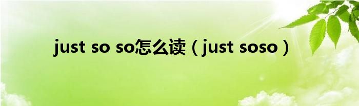 just so so怎么读（just soso）