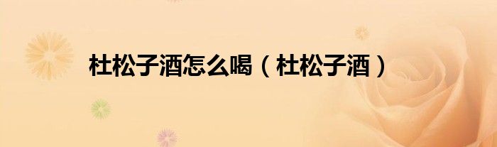 杜松子酒怎么喝(杜松子酒)