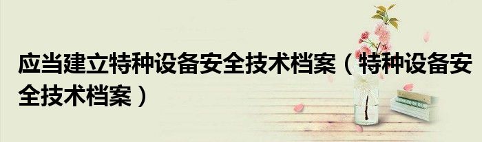 应当建立特种设备安全技术档案(特种设备安全技术档案)