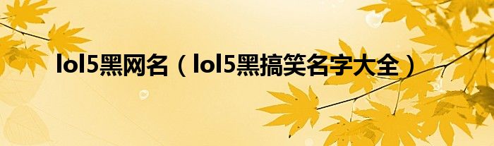 lol5黑网名（lol5黑搞笑名字大全）