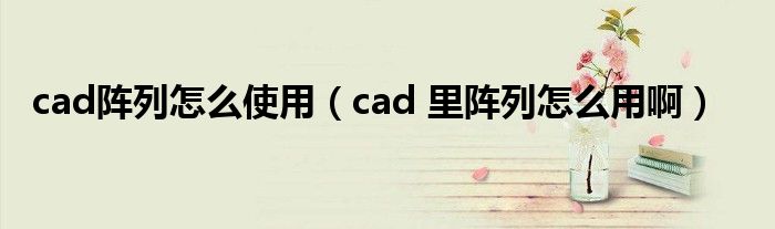 cad阵列怎么使用（cad 里阵列怎么用啊）