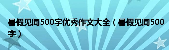 暑假见闻500字优秀作文大全（暑假见闻500字）