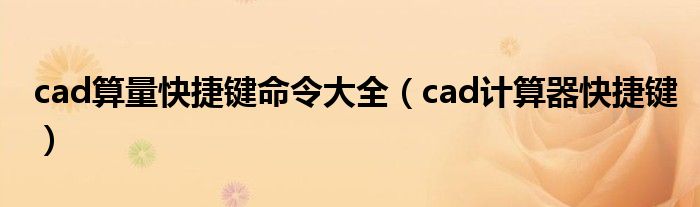 cad算量快捷键命令大全（cad计算器快捷键）