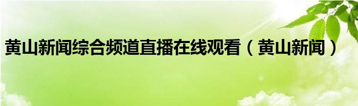 黄山新闻综合频道直播在线观看（黄山新闻）