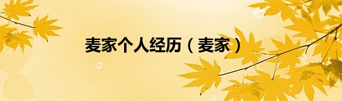 麦家个人经历(麦家)