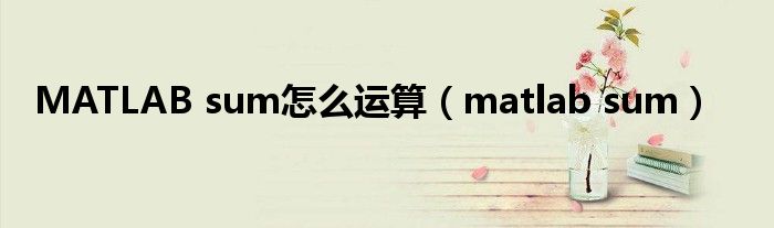 MATLAB sum怎么运算(matlab sum)