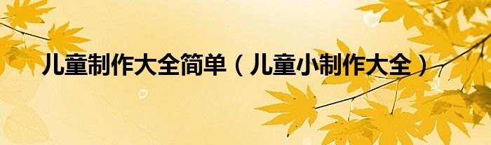 儿童制作大全简单(儿童小制作大全)