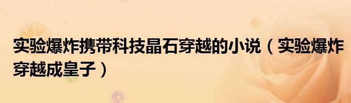 实验爆炸携带科技晶石穿越的小说(实验爆炸穿越成皇子)