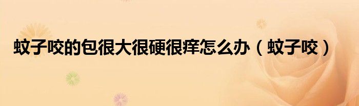 蚊子咬的包很大很硬很痒怎么办(蚊子咬)