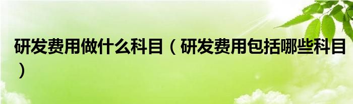 研发费用做什么科目(研发费用包括哪些科目)