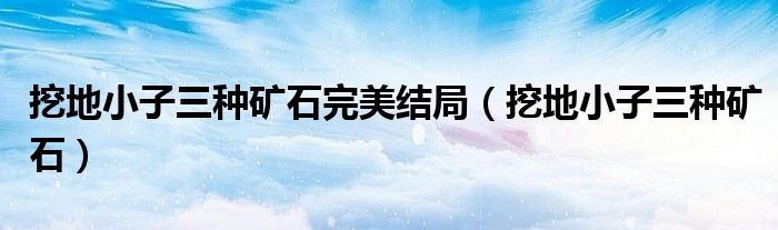 挖地小子三种矿石完美结局(挖地小子三种矿石)