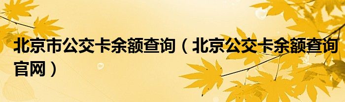 北京市公交卡余额查询(北京公交卡余额查询官网)
