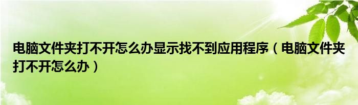 电脑文件夹打不开怎么办显示找不到应用程序(电脑文件夹打不开怎么办)