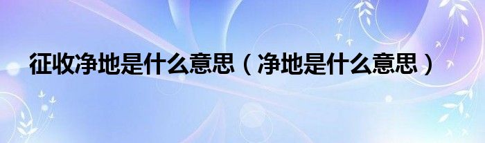 征收净地是什么意思(净地是什么意思)
