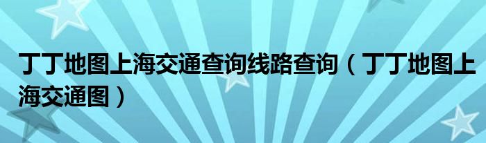 丁丁地图上海交通查询线路查询(丁丁地图上海交通图)