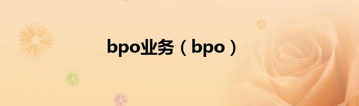 bpo业务(bpo)