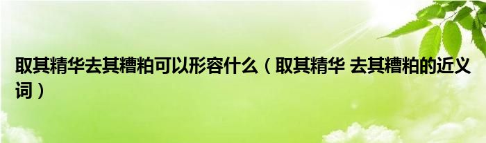 取其精华去其糟粕可以形容什么(取其精华 去其糟粕的近义词)