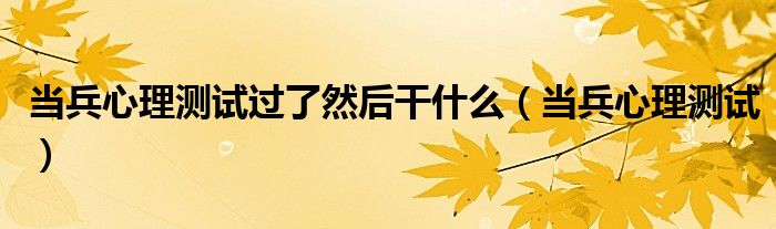 当兵心理测试过了然后干什么(当兵心理测试)