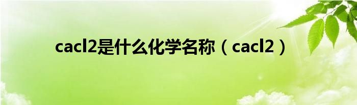 cacl2是什么化学名称(cacl2)
