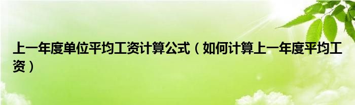 上一年度单位平均工资计算公式(如何计算上一年度平均工资)