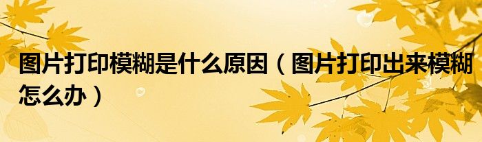 图片打印模糊是什么原因(图片打印出来模糊怎么办)