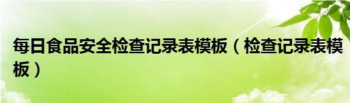 每日食品安全检查记录表模板（检查记录表模板）