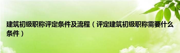 建筑初级职称评定条件及流程（评定建筑初级职称需要什么条件）