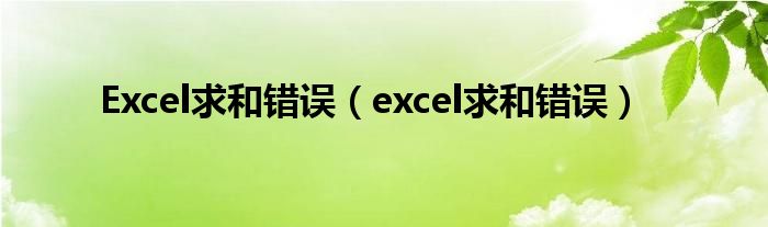 Excel求和错误(excel求和错误)