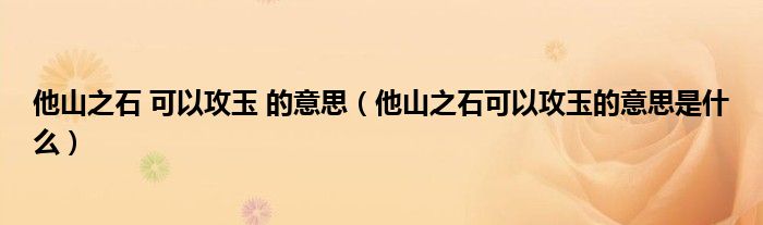他山之石 可以攻玉 的意思(他山之石可以攻玉的意思是什么)