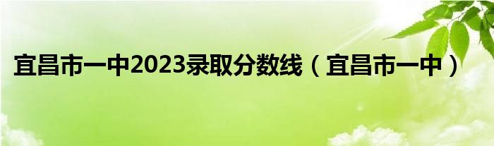 宜昌市一中2023录取分数线(宜昌市一中)