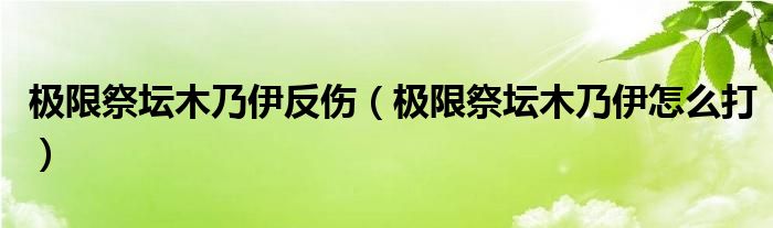 极限祭坛木乃伊反伤(极限祭坛木乃伊怎么打)