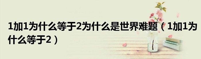 1加1为什么等于2为什么是世界难题(1加1为什么等于2)
