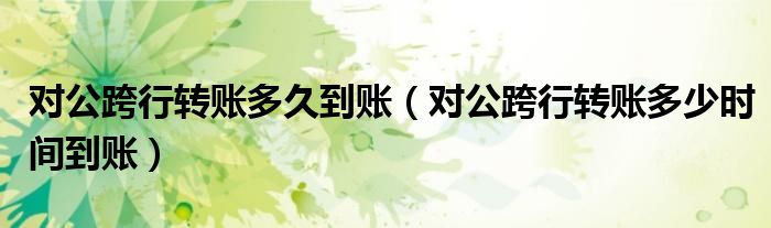 对公跨行转账多久到账(对公跨行转账多少时间到账)