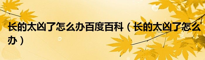 长的太凶了怎么办百度百科(长的太凶了怎么办)