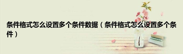 条件格式怎么设置多个条件数据(条件格式怎么设置多个条件)