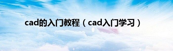 cad的入门教程（cad入门学习）