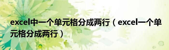 excel中一个单元格分成两行(excel一个单元格分成两行)
